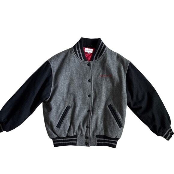 American Girl AG Embroidered Varsity Heavyweight Coat Black Gray Size Medium - Picture 2 of 9